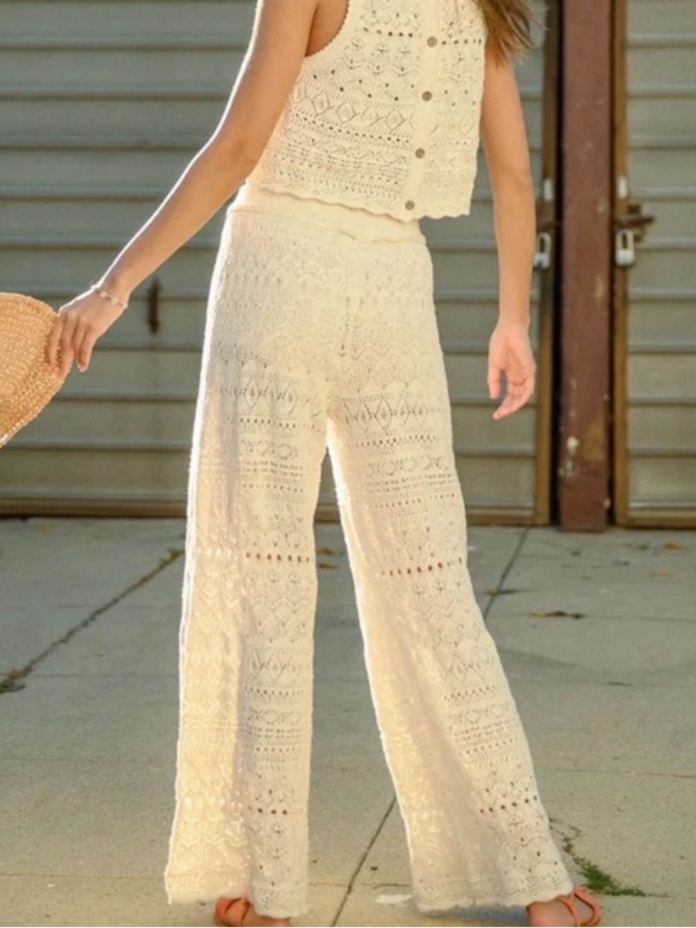 House of harlow 1960 crochet knit pants cream size medium